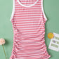 Pink Stripe Contrast Round Neck Sleeveless Slim Top