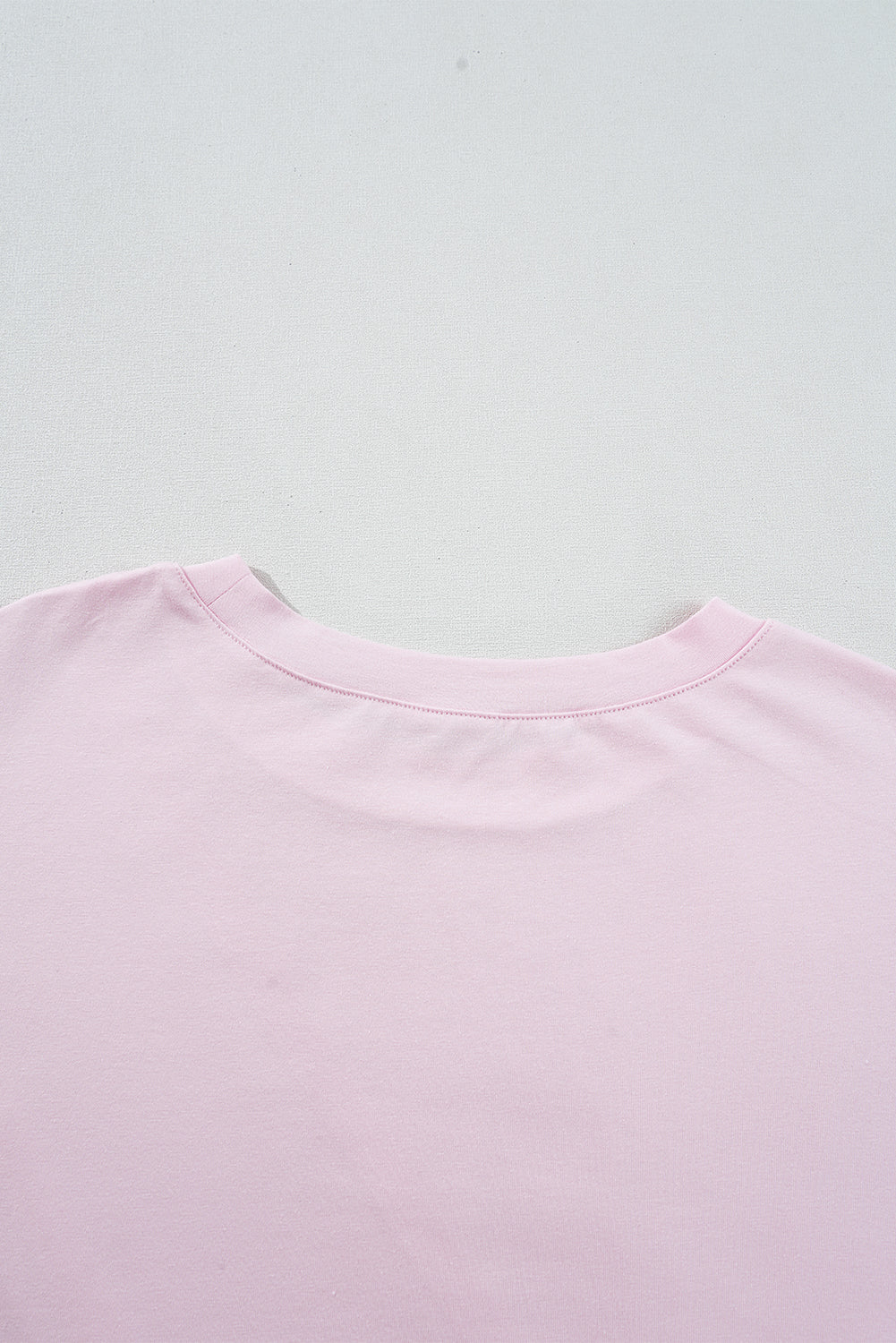 Pink Color Block Patchwork Seamed Crewneck T Shirt