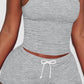 O neck Racer Back Top & Drawstring Shorts Set