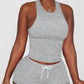 O neck Racer Back Top & Drawstring Shorts Set