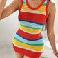 Striped Colorblock Sleeveless Crochet Mini Dress