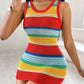 Striped Colorblock Sleeveless Crochet Mini Dress
