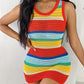 Striped Colorblock Sleeveless Crochet Mini Dress