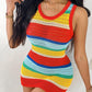 Striped Colorblock Sleeveless Crochet Mini Dress