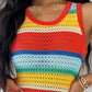 Striped Colorblock Sleeveless Crochet Mini Dress