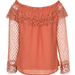 Off Shoulder Guipure Lace Frill Hem Drawstring Top