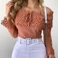 Off Shoulder Guipure Lace Frill Hem Drawstring Top