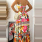 Floral Animal Tropical Print Tied Detail Maxi Dress