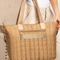 Camel Quiled Patchwork Large Tote Bag and Clutch 2pcs Set