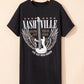 Black Nashville Guitar Print Crew Neck T Shirt Mini Dress