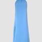 Halter Sleeveless Backless Maxi Dress Casual Shirred Back Side Slit Vacation Dress