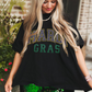 Black Rhinestone Mardi Gras Letter Graphic Oversized T Shirt