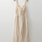 Beige Ruched High Waist Sleeveless Wide Leg Jumpsuit