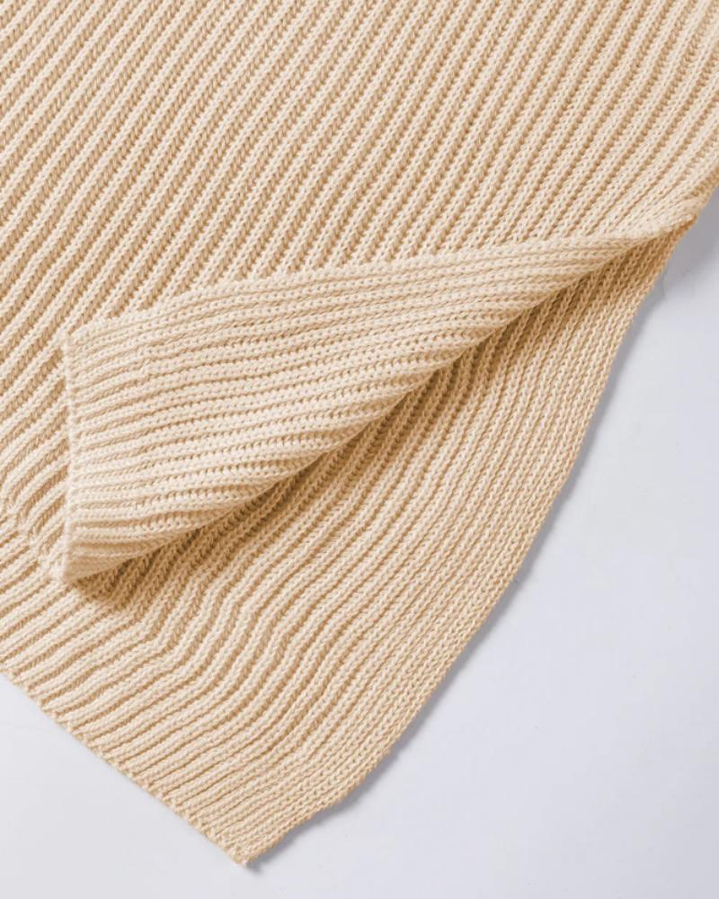 Round Neck Short Sleeve Slit Sweater Casual Loose Fit Top