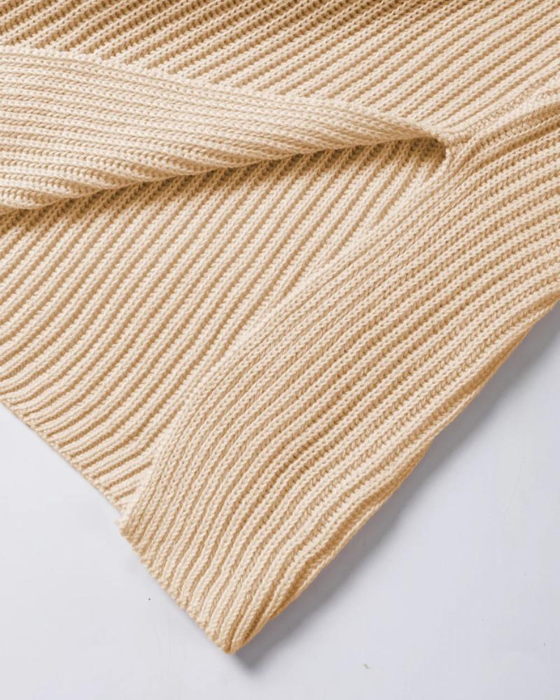 Round Neck Short Sleeve Slit Sweater Casual Loose Fit Top