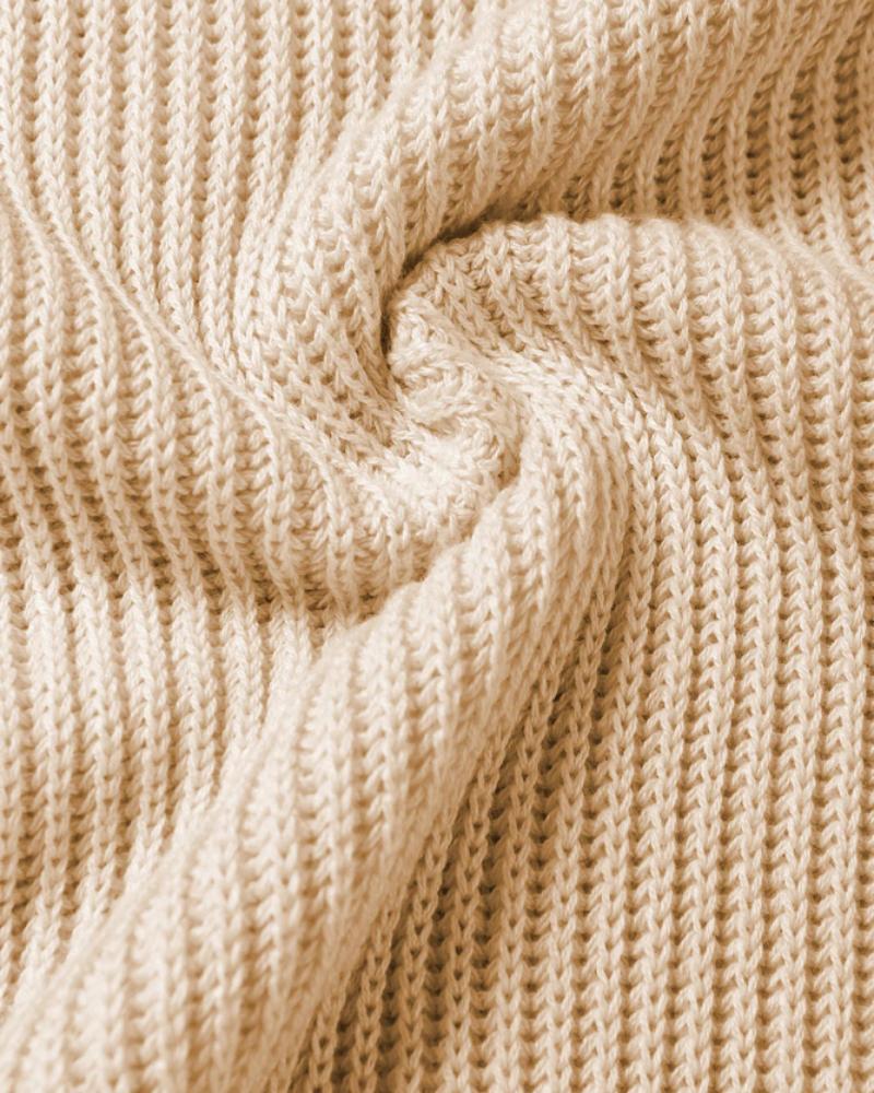 Round Neck Short Sleeve Slit Sweater Casual Loose Fit Top