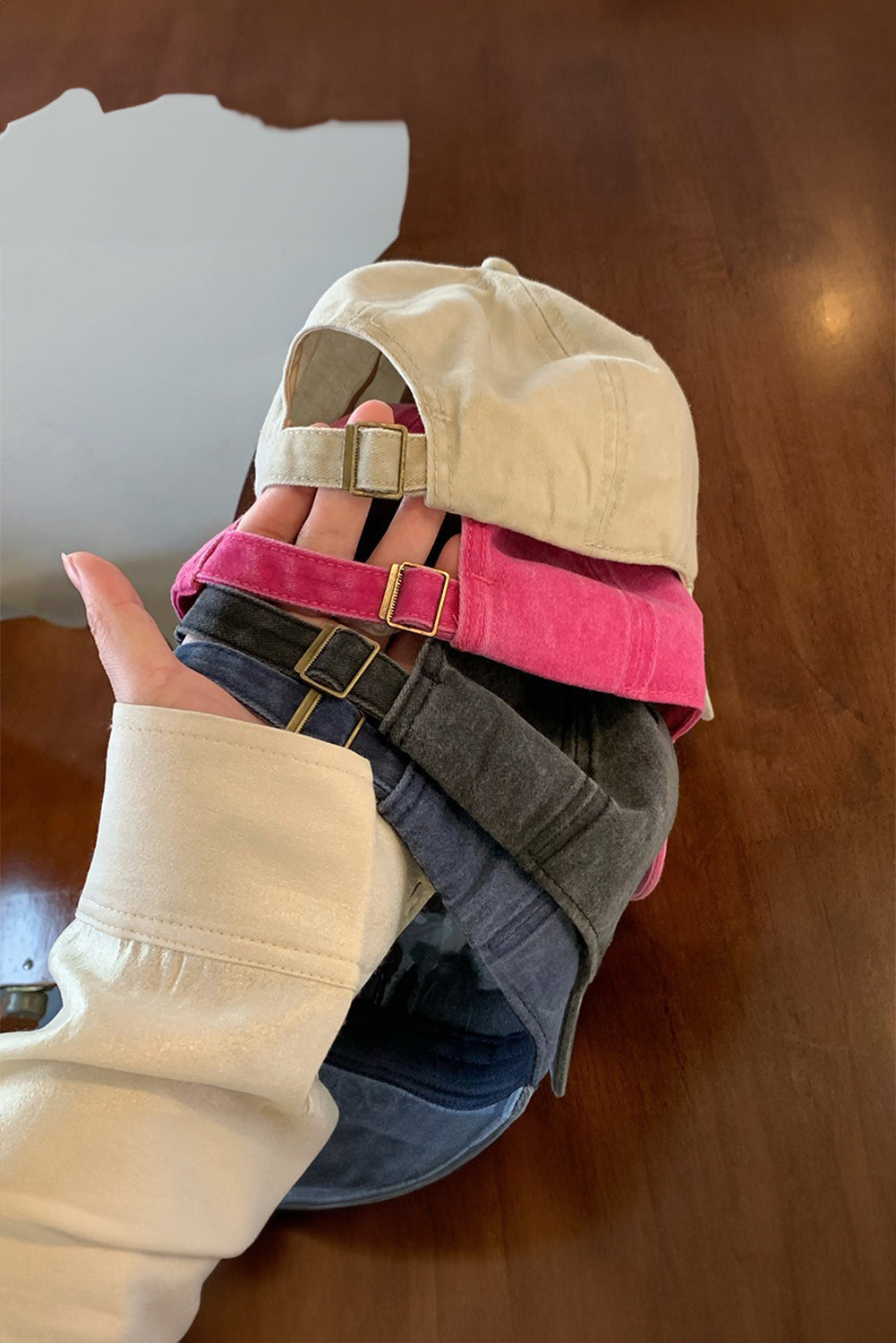 Rose Red Bow Knot Patchwork Washed Adjustable Baseball Cap