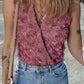 Heather Floral Textured V Neck Wrapped Sleeveless Bodysuit