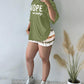 2 Pieces Outfit Letter Print Round Neck Short Sleeve Top and Casual Tie Dye Print Shorts Set