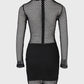 O neck Long Sleeve Fishnet Design Bodycon Dress