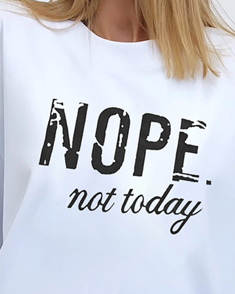 Letter Print Round Neck Short Sleeve T Shirt Casual Tied Detail Loose Fit Top