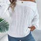 Skew Neck Long Sleeve Cable Knit Sweater