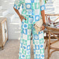 Sky Blue Shell Print Half Sleeve Shirt and Pants Set