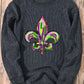 Gray Mardi Gras Symbol Heat Transfer Corded Pullover Sweatshirt