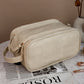 Smoke Gray PU Leather Multi Compartment Large Cosmetic Bag