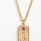Gold Plated Tarot Card Rhinestone Deocr Valentiens Gift Necklace