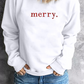 Beige Merry Graphic Embroidered Crew Neck Sweatshirt