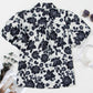 Black Floral Bubble Sleeve Casual Shirt