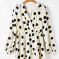 Beige Polka Dot Printed Surplice V Neck Puff Sleeve Mini Dress