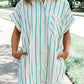 Mint Green St Patricks Striped Wide Short Sleeve Shift Mini Shirt Dress