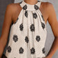 Floral Print Stand Collar Sleeveless Tank Casual Slim Fit Summer Top