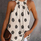 Floral Print Stand Collar Sleeveless Tank Casual Slim Fit Summer Top