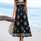 Floral Print Square Neck Ruffles Midi Dress Casual Shrred Waist A Line Dress with Pockets
