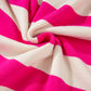 Rose Stripe Color Block Collared V Neck Drop Shoulder Sweater
