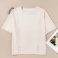 Beige Pearl Decor Crew Neck Half Sleeve Plus Size T Shirt