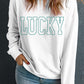 White St Patricks LUCKY Graphic Crew Neck Pullover Sweatshirt
