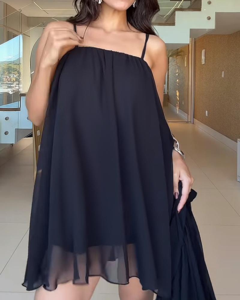 2 Pieces Outfit Keyhole Neck Bell Sleeve Top Layered Dress