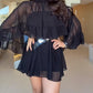 2 Pieces Outfit Keyhole Neck Bell Sleeve Top Layered Dress