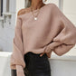 Lantern Batwing Sleeve Oversized Ribbed Knit Sweater
