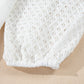 White Eyelet Patchwork High Low Hem V Neck Oversized Top