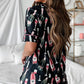 Black Champagne Print Silky Short Sleeve Pajamas Set