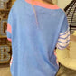 Pale Chestnut Colorblock Striped Drop Shoulder Cozy Sweater