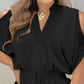 Cold Shoulder Drawstring Shirred Romper