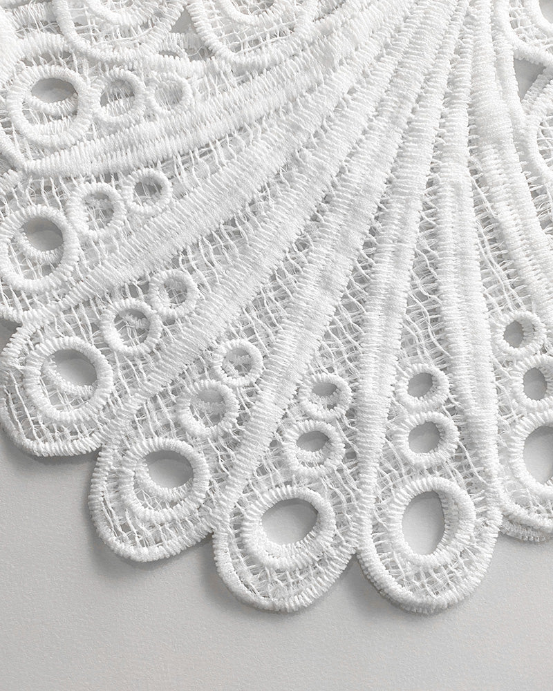 2 Pieces Outfit Lace Hollow Out Bell Sleeve Crop Top and Casual Slim Fit Straight Leg Pants Set