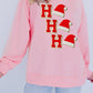 Light Pink Sequin Christmas Hat HO HO HO Graphic Pullover Sweatshirt