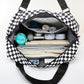 Black Checkered Print Large Capacity Tote Bag